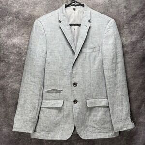 Murano Baird McNutt Linen Blazer Jacket Mens S Light Gray Slim Fit Surgeons Cuff